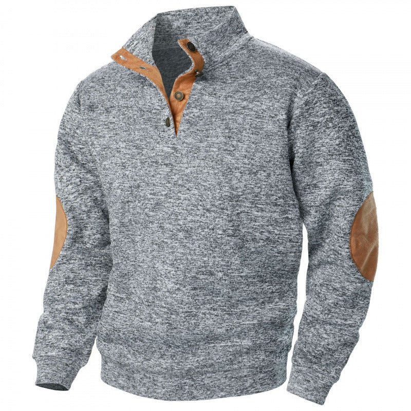 Thaddeus | Mens Knitted Cardigan Stand Collar Casual Shirt - Light Grey