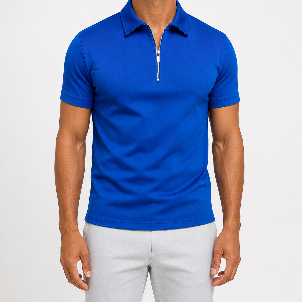 Thaddeus | Mens Polo Shirt Short Sleeve Casual Cotton Polo, Royal Blue