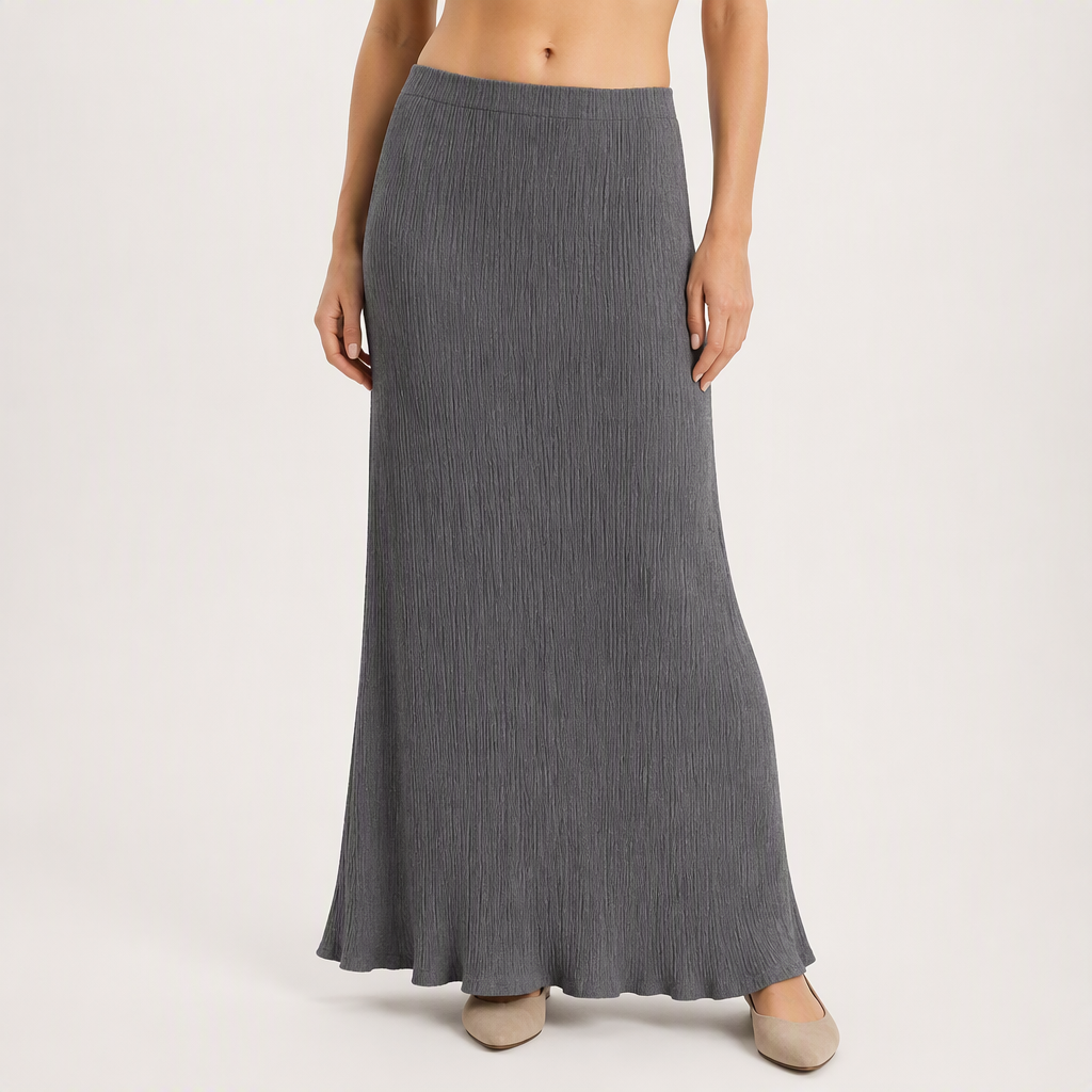 Thaddeus | Womens Pleated Skirt A Line Fishtail High Waisted Long Skirt, Grey