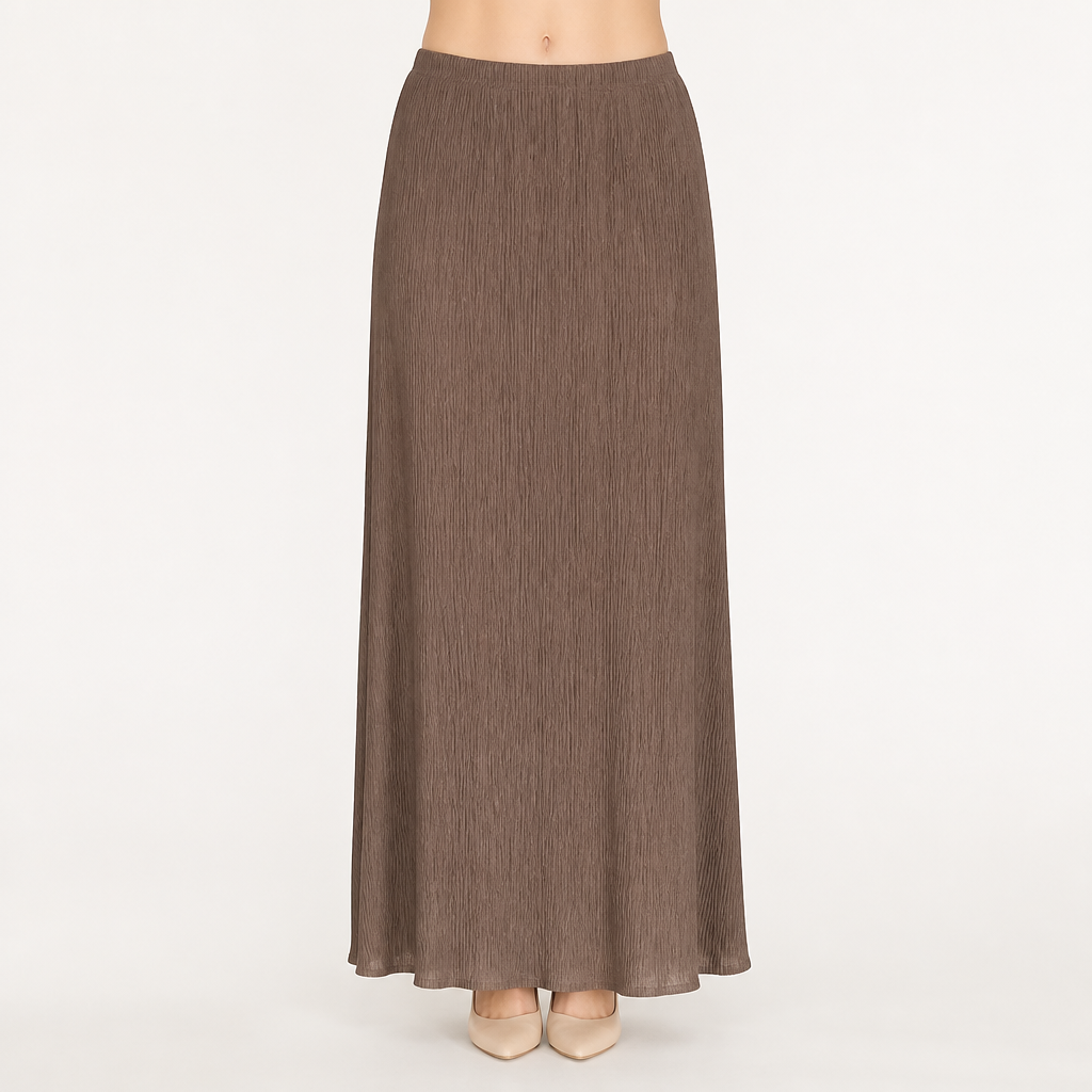 Thaddeus | Womens Pleated Skirt A Line Fishtail High Waisted Long Skirt, Light Brown