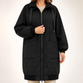 Thaddeus | Womens Puffer Jacket Hooded Down Padded Warm Winter Coat, Black