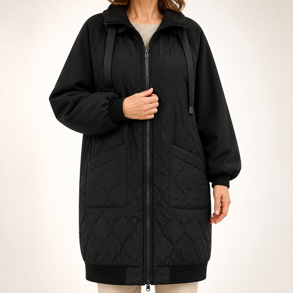 Thaddeus | Womens Puffer Jacket Hooded Down Padded Warm Winter Coat, Black