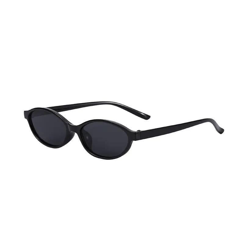 Thalia | Womens Small Oval Retro Sunglasses - Grey
