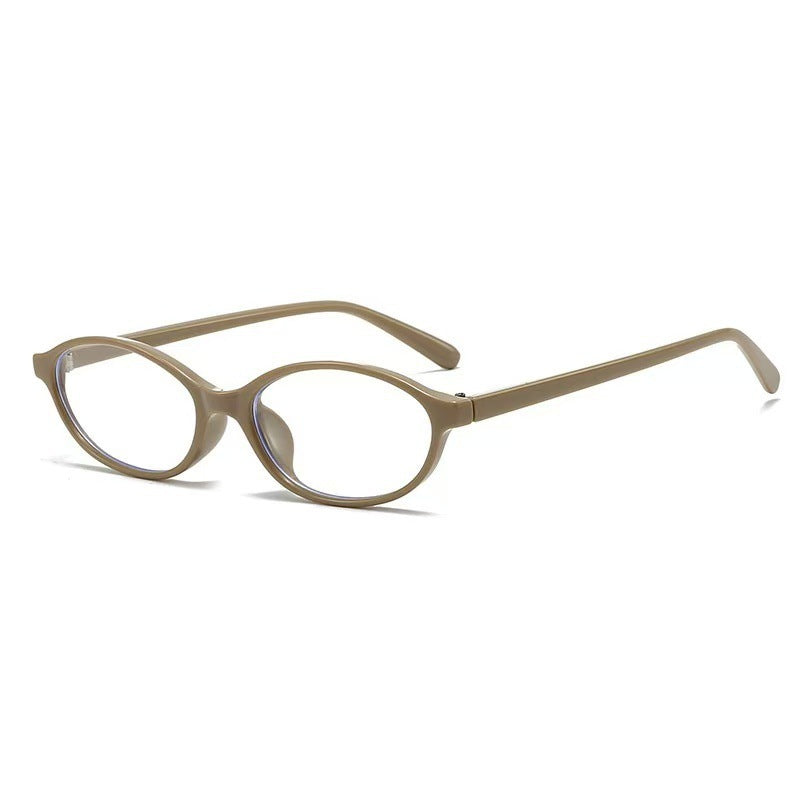 Thalia | Womens Small Oval Retro Sunglasses - Milk White / Clear Lens