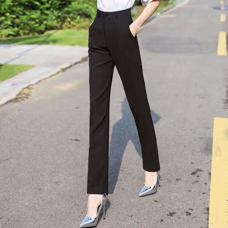 Thea | Womens High Waisted Straight Leg Work Suit Trousers Pants - 3