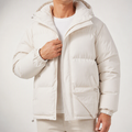 Theobald | Mens Puffer Hooded Winter Warm Loose Padded Jacket, White