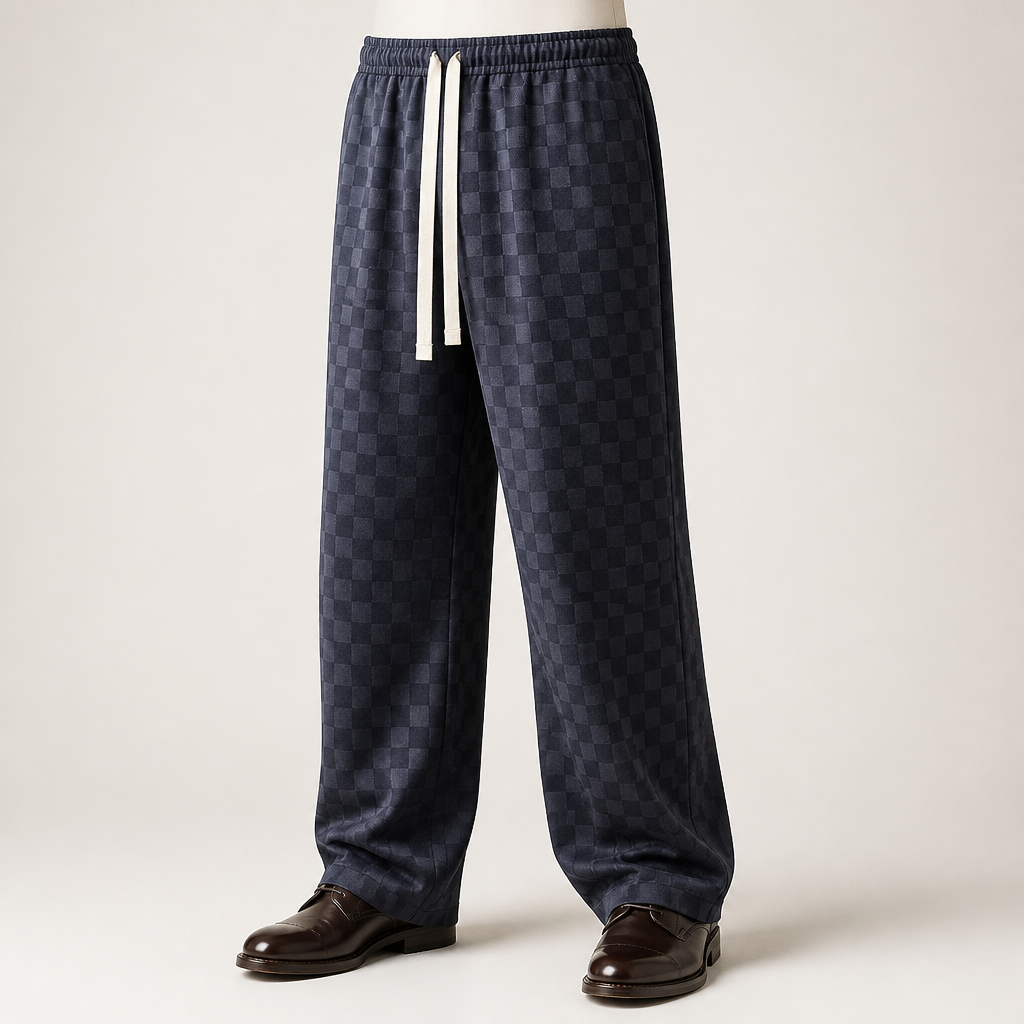 Tiberius | Mens Corduroy Wide Leg Straight Loose Casual Trousers, Dark Grey