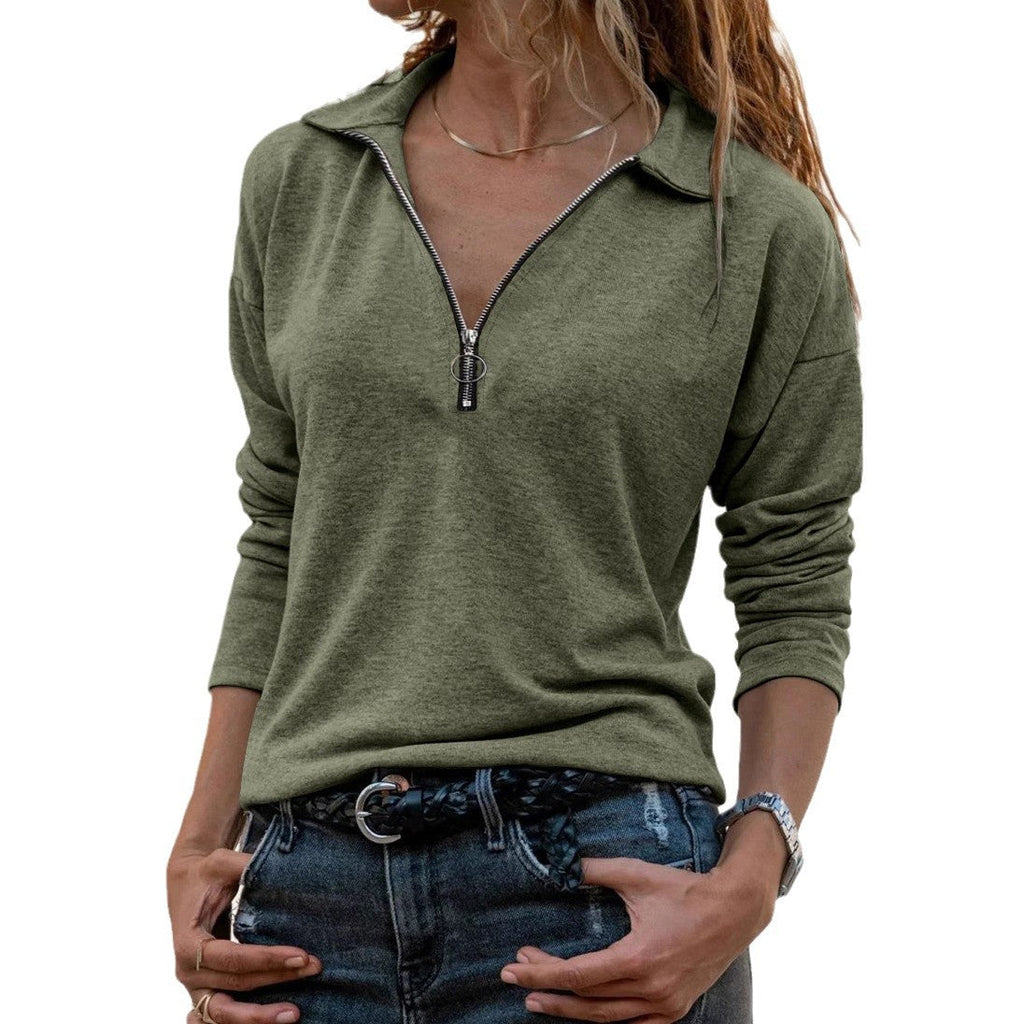 Tilly | Womens Quarter Zip Knit Sweater, Military Green