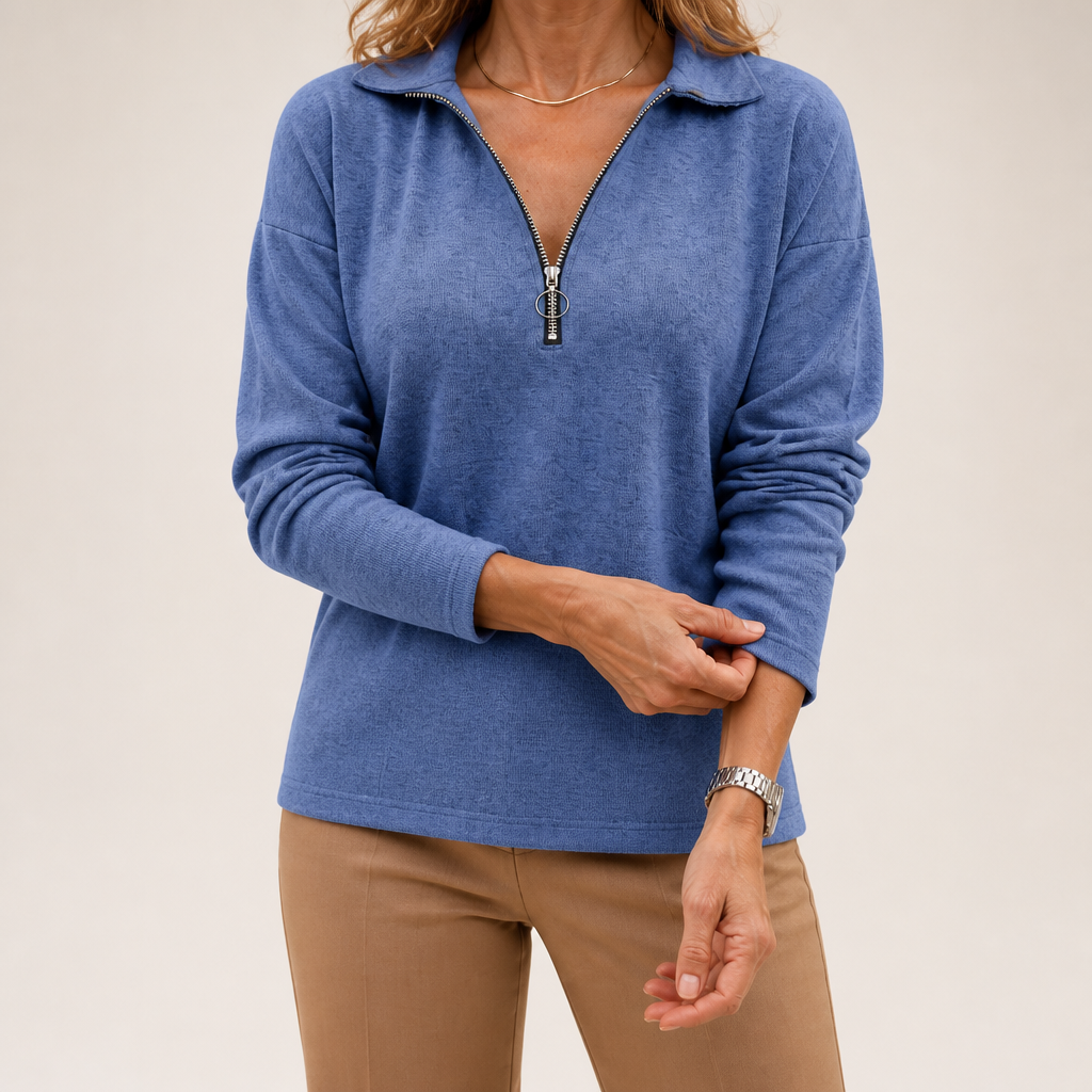 Tilly | Womens Quarter Zip Knitted Jumper, Royal Blue