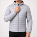 Tobias | Mens Hooded Padded Cotton Winter Light Jacket, Light Grey