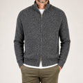 Tobias | Mens Cardigan Zip Knitted Stand Collar Casual Jacket, Heather Grey
