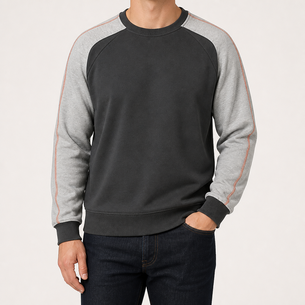 Tobias | Mens Round Neck Knitted Jumper Loose Pullover Sweater, Grey