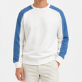 Tobias | Mens Round Neck Knitted Jumper Loose Pullover Sweater, White