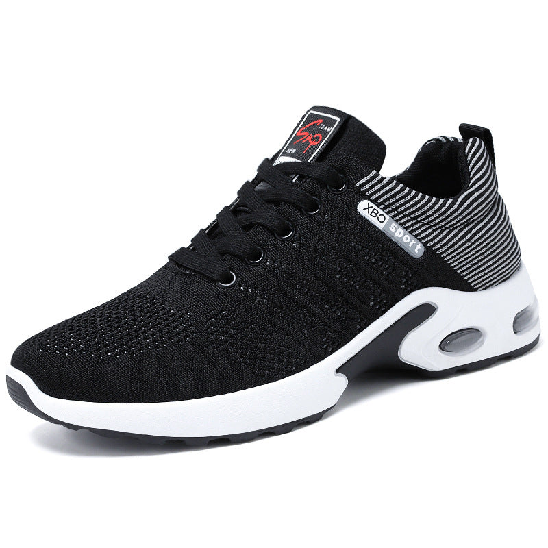 Tobin | Mens Knit Cushioned Running On Shoes - Black White
