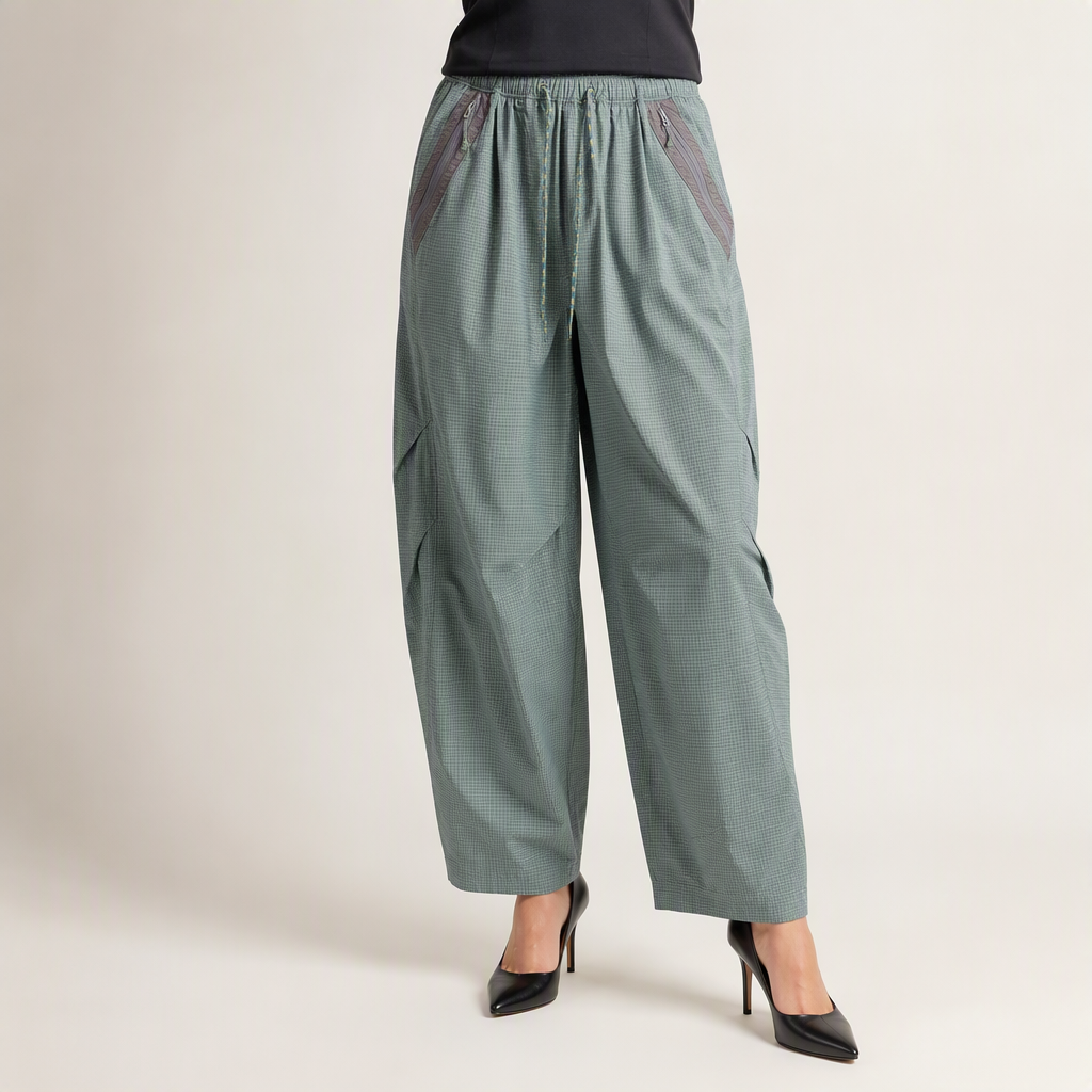 Tove | Womens Trousers Wide Leg High Waisted Casual Pants, Green