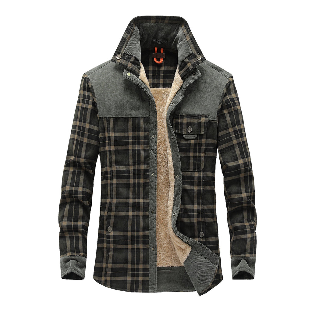 Ulric | Mens Fleece Lined Flannel Shirt Jacket, Dark Army Green