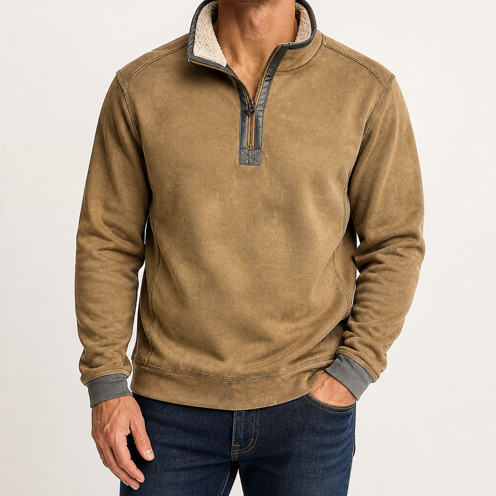 Ulric | Mens Sweatshirt Zip Up Stand Collar Fleece Lined Jumper, Design 1