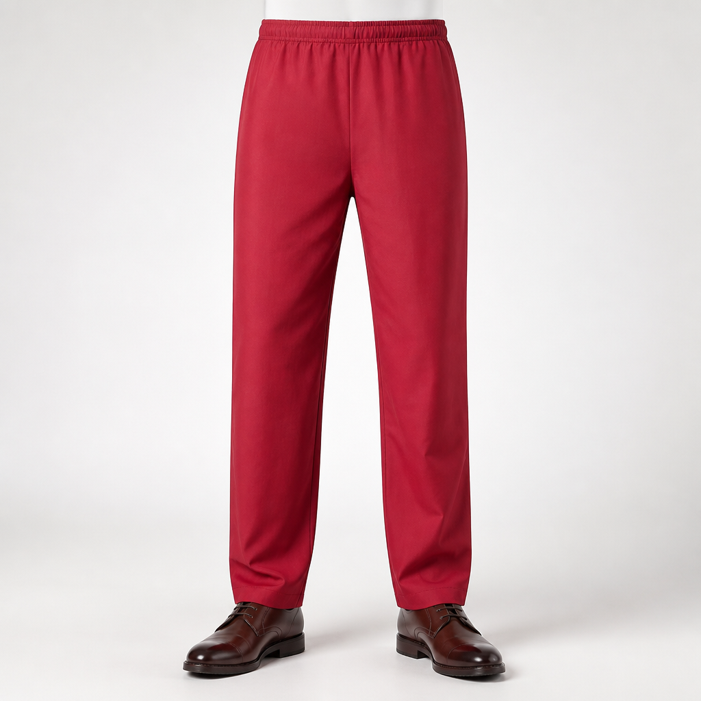 Une | Mens Waterproof Trousers Rain Pants Over Trousers Windproof, Red
