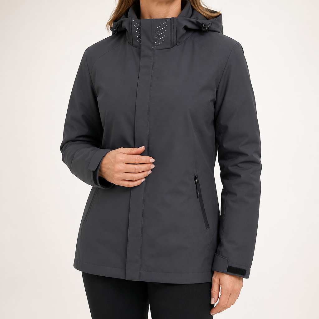 Ushi | Womens Waterproof Jacket Windproof Hooded Ski Outdoor Coat, Gray