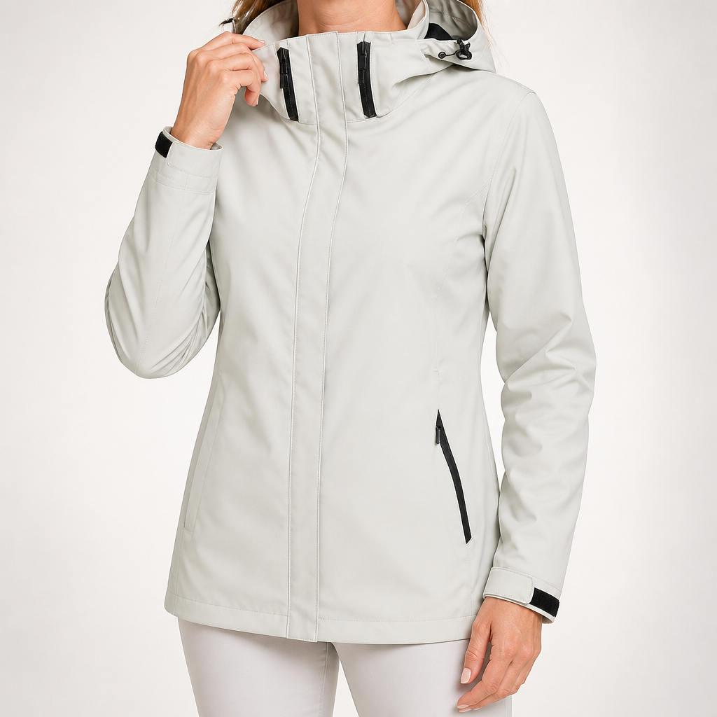 Ushi | Womens Waterproof Jacket Windproof Hooded Ski Outdoor Coat, White
