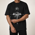 Vaughn | Mens Drop Shoulder Graphic Print T Shirt, Black