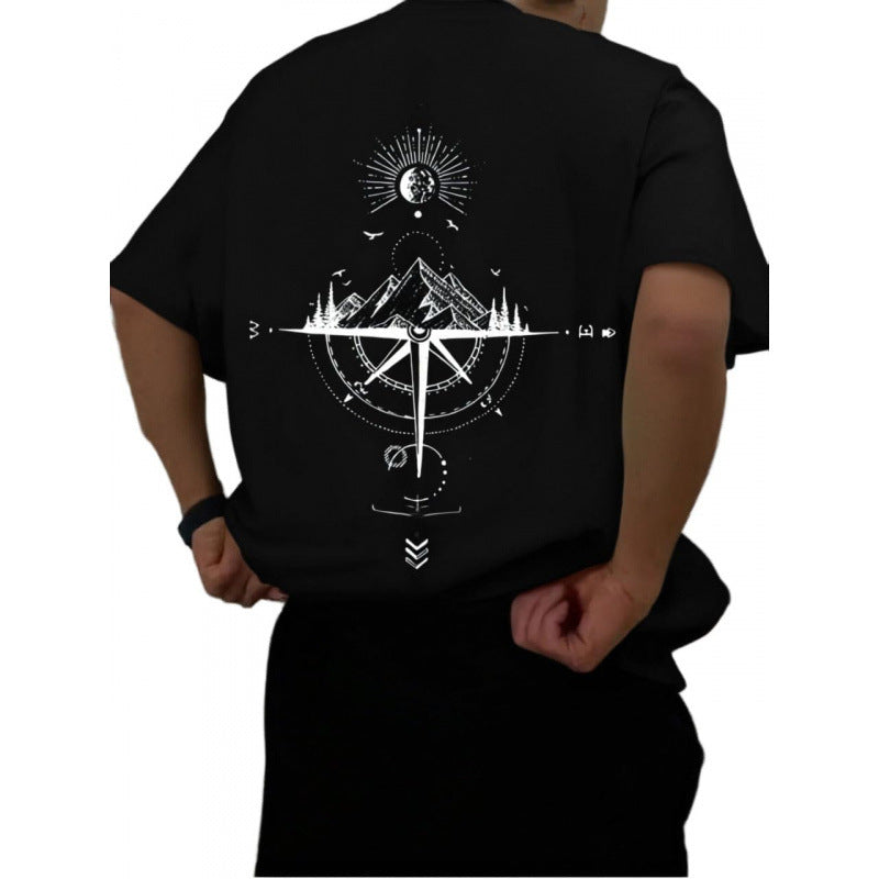 Vaughn | Mens Drop Shoulder Graphic Print T Shirt - Black