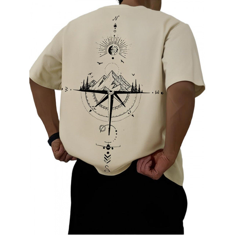 Vaughn | Mens Drop Shoulder Graphic Print T Shirt - Khaki