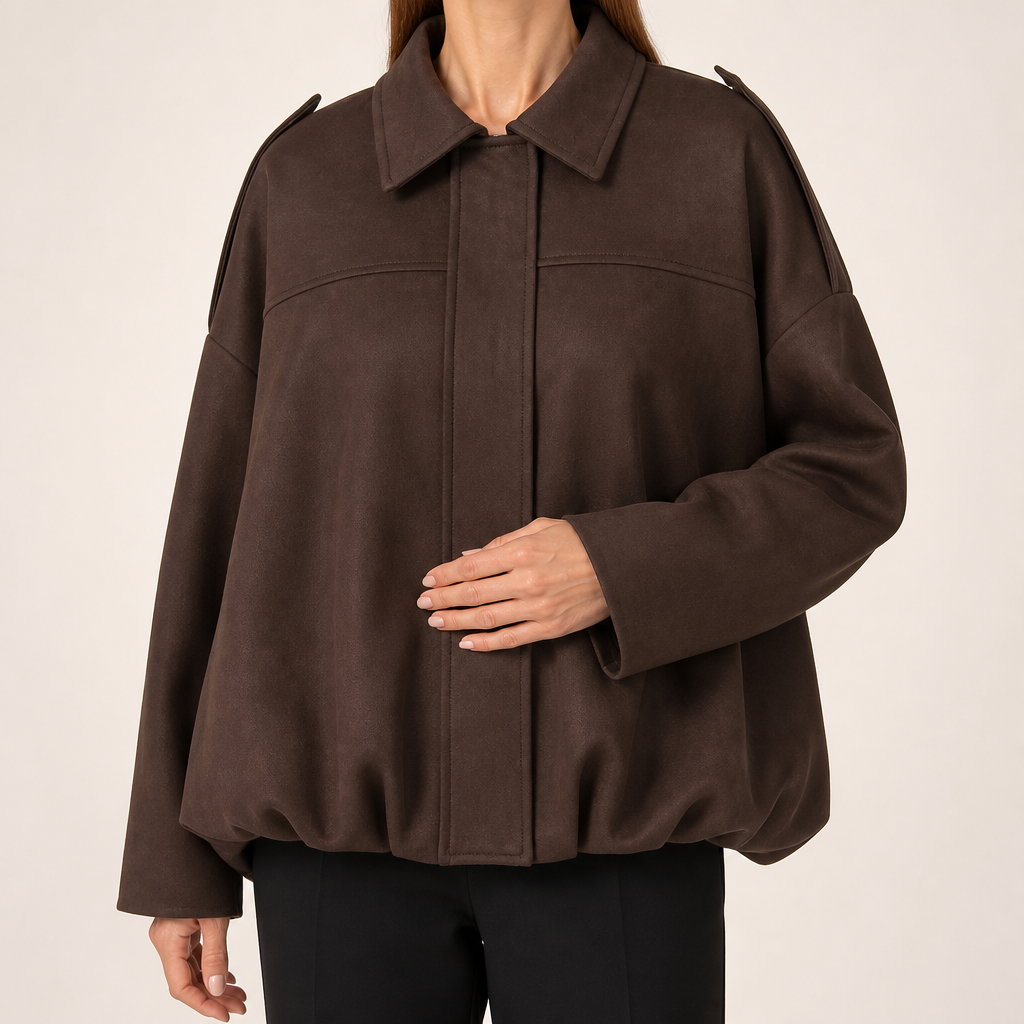 Vera | Womens Suede Aviator Bomber Zip Up Jacket, Brown 2