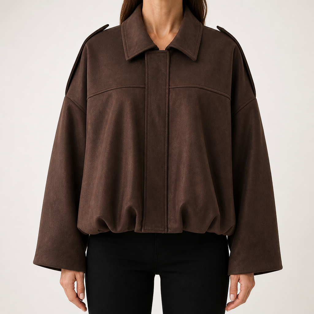 Vera | Womens Suede Aviator Bomber Zip Up Jacket, Brown
