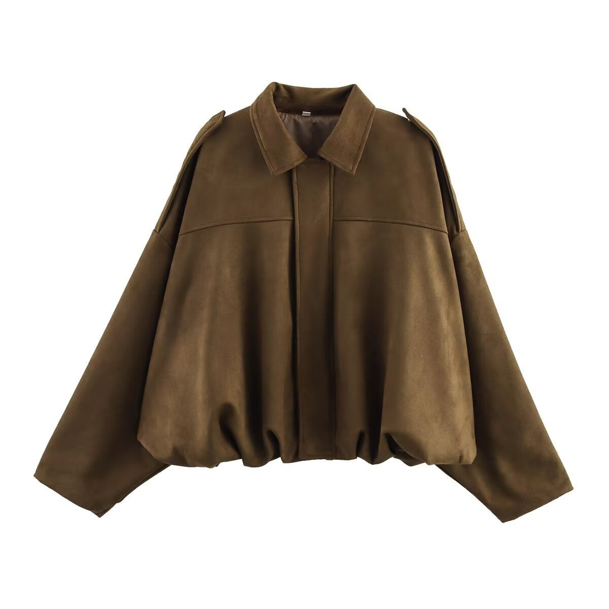 Vera | Womens Suede Aviator Bomber Jacket - Dark Brown