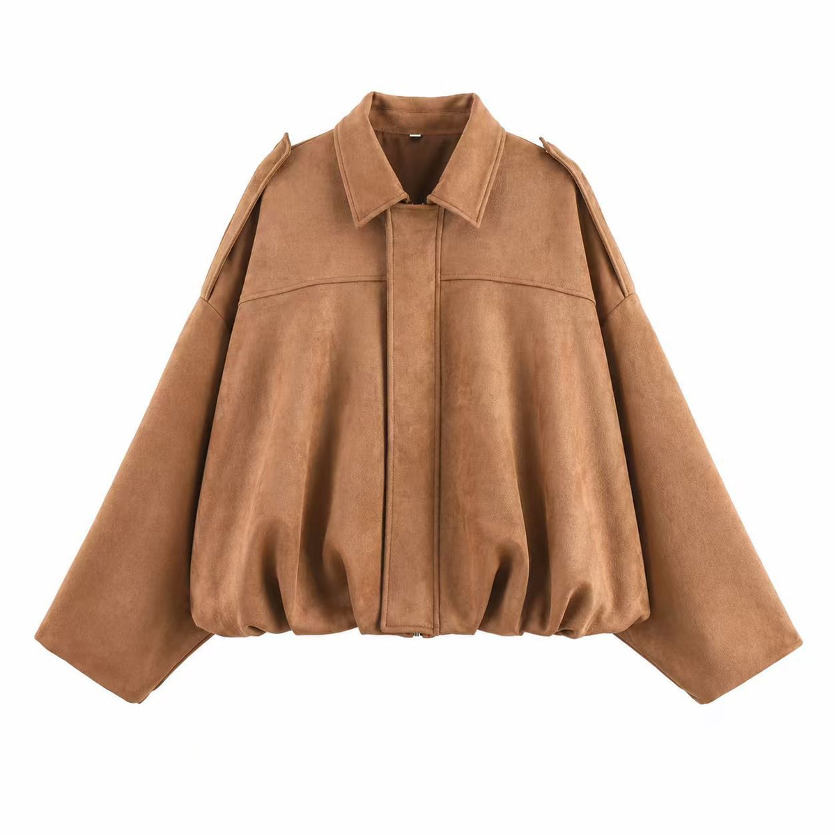 Vera | Womens Suede Aviator Bomber Jacket - Dark Khaki