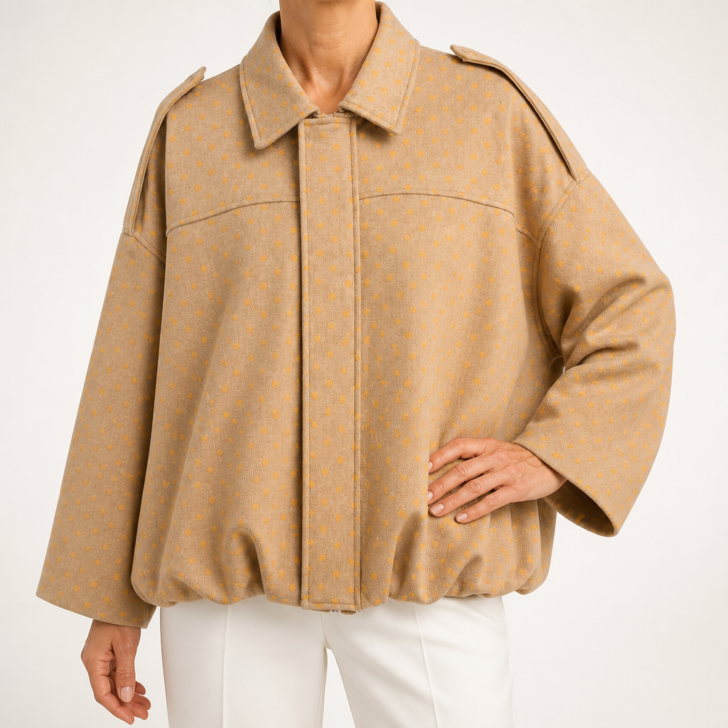 Vera | Womens Suede Aviator Bomber Zip Up Jacket, Khaki 2