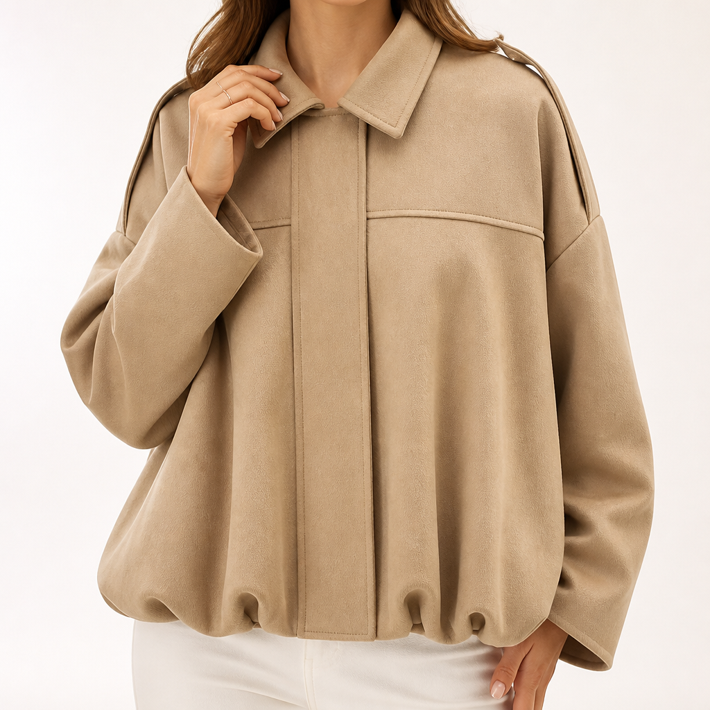 Vera | Womens Suede Aviator Bomber Zip Up Jacket, Khaki