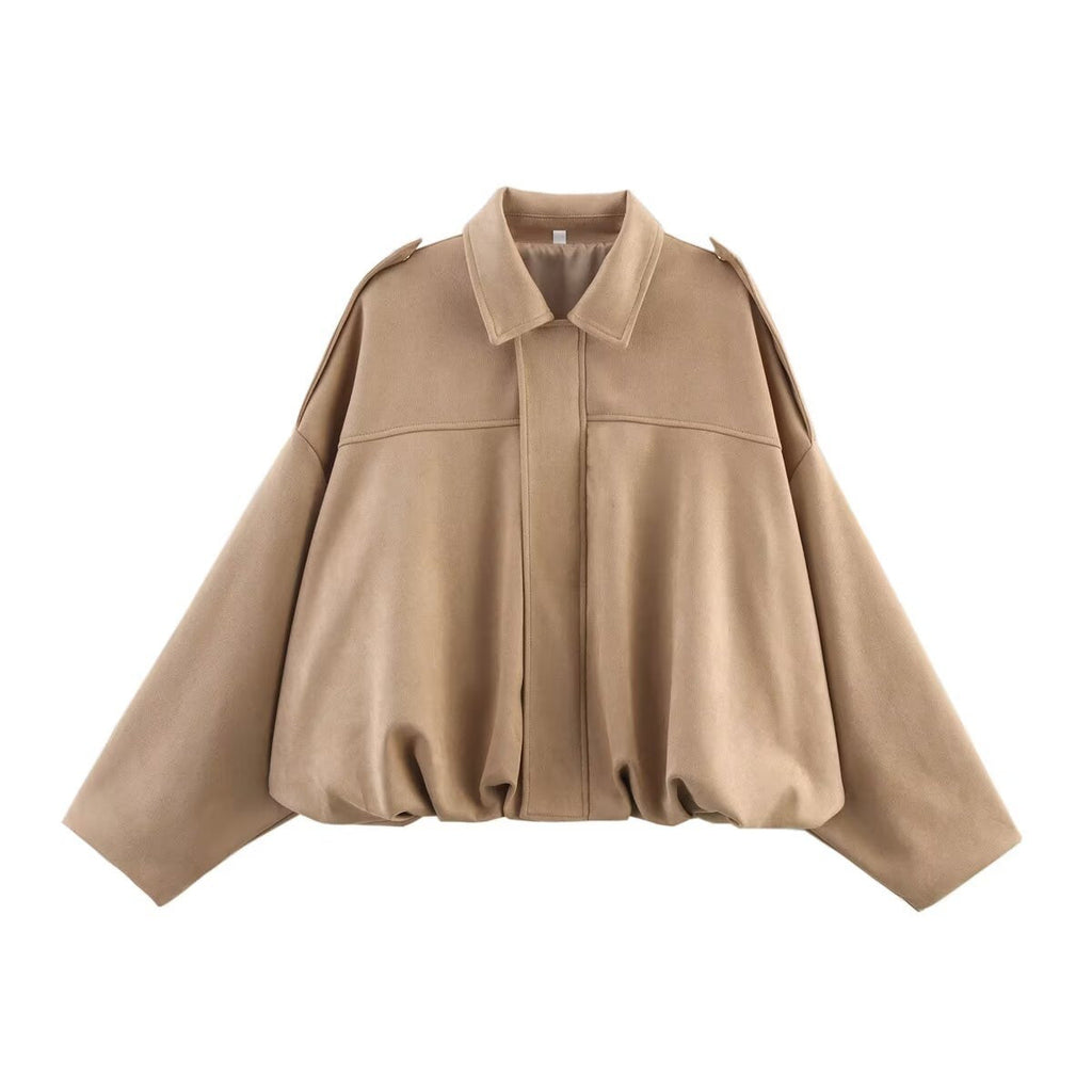 Vera | Womens Suede Aviator Bomber Jacket - Khaki