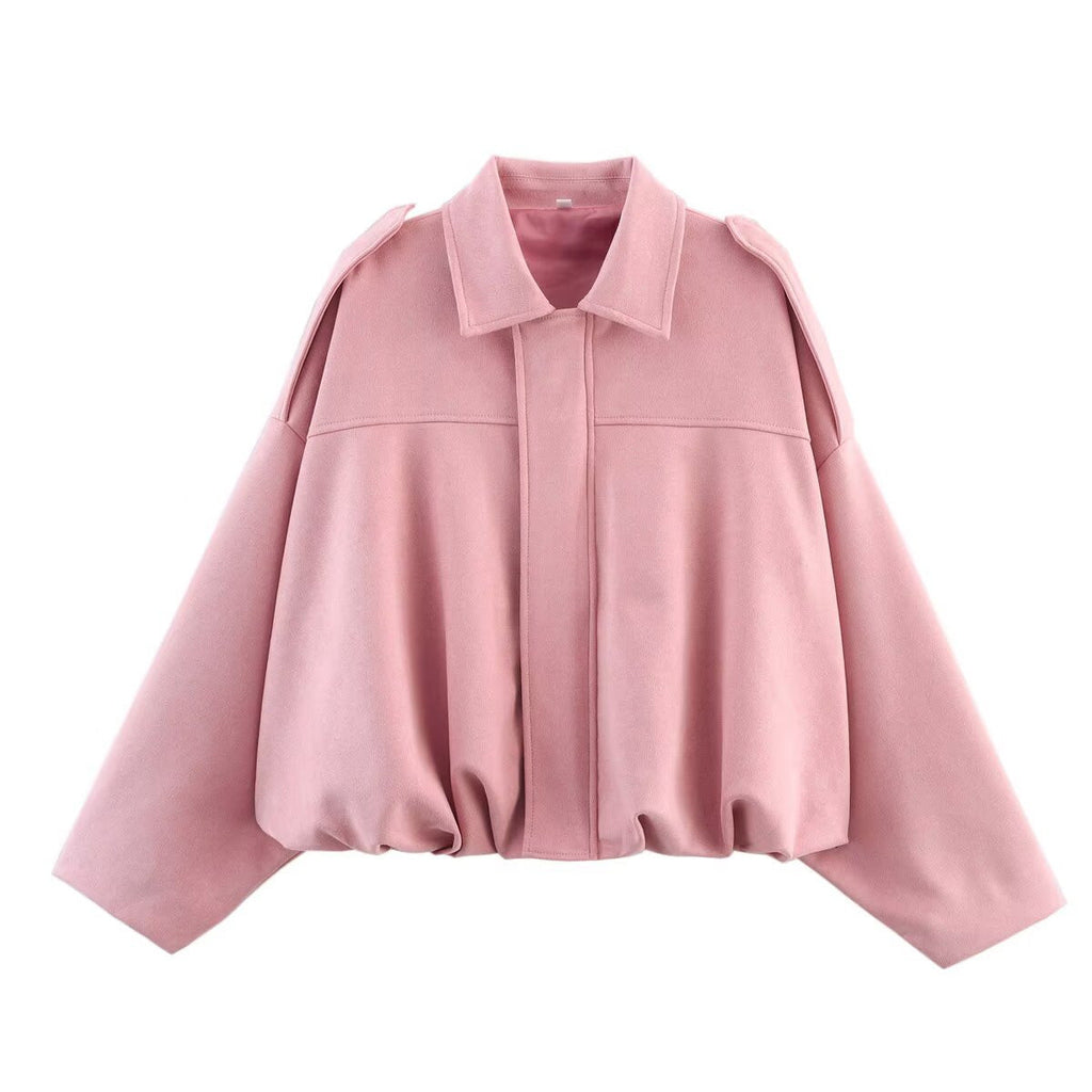 Vera | Womens Suede Aviator Bomber Jacket - Pink