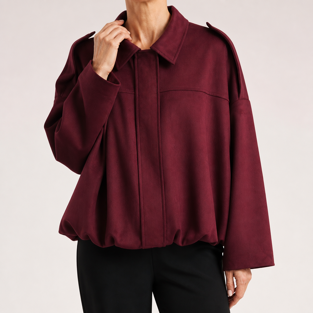 Vera | Womens Suede Aviator Bomber Zip Up Jacket, Red