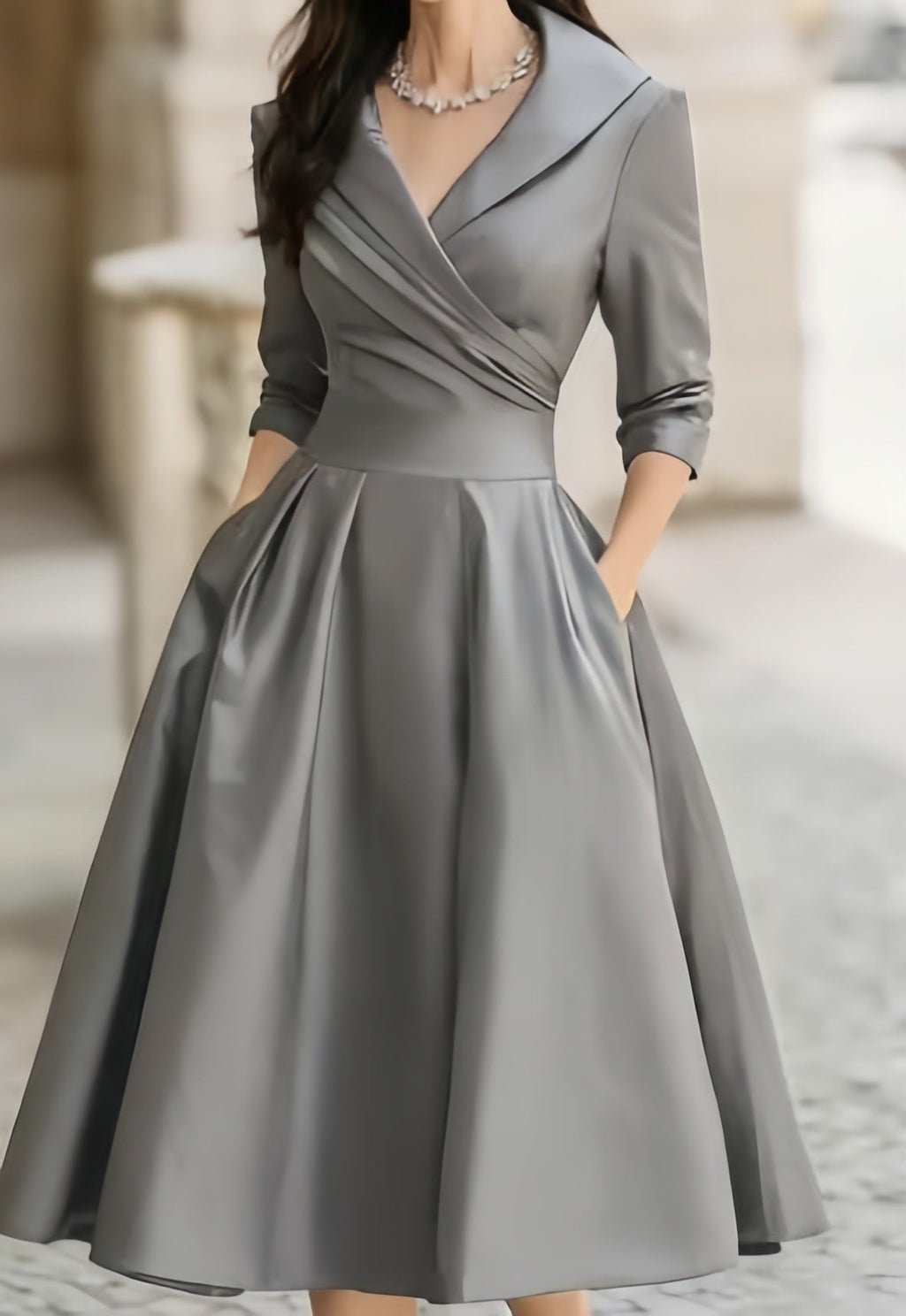 Verena | Womens Long Sleeve Waist Cinching Elegant Maxi Wedding Guest Dresses - 11
