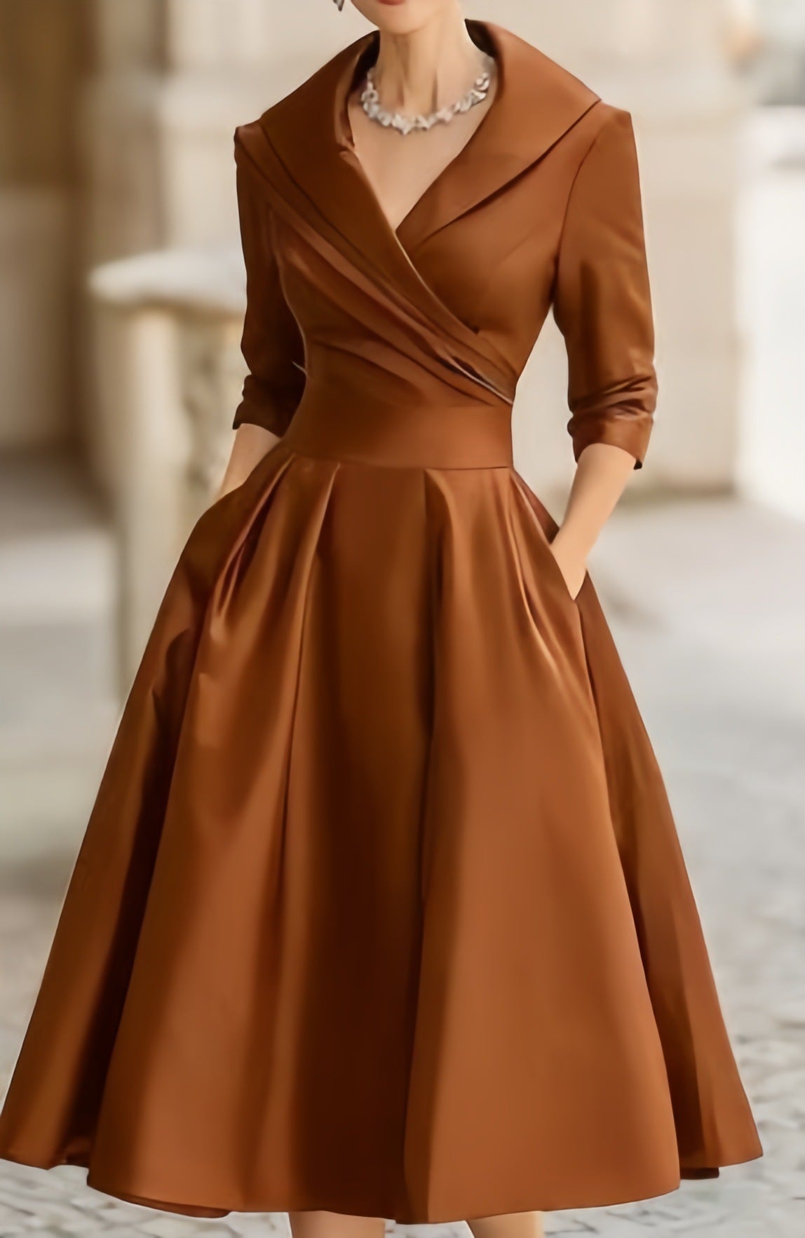 Verena | Womens Long Sleeve Waist Cinching Elegant Maxi Wedding Guest Dresses - 12