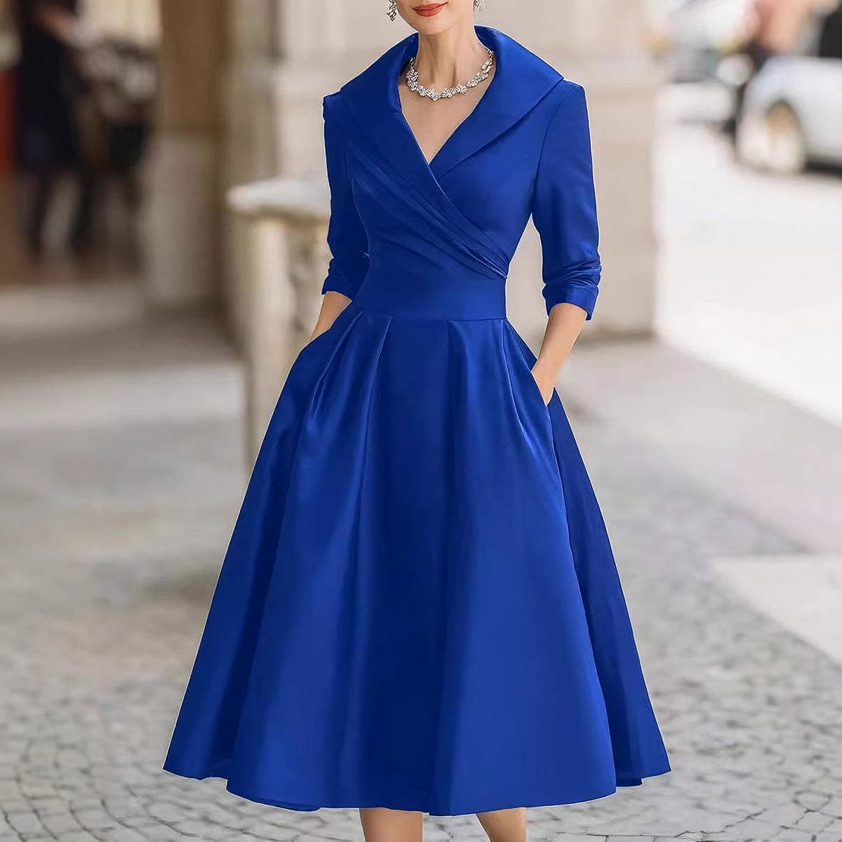 Verena | Womens Long Sleeve Waist Cinching Elegant Maxi Wedding Guest Dresses - 2