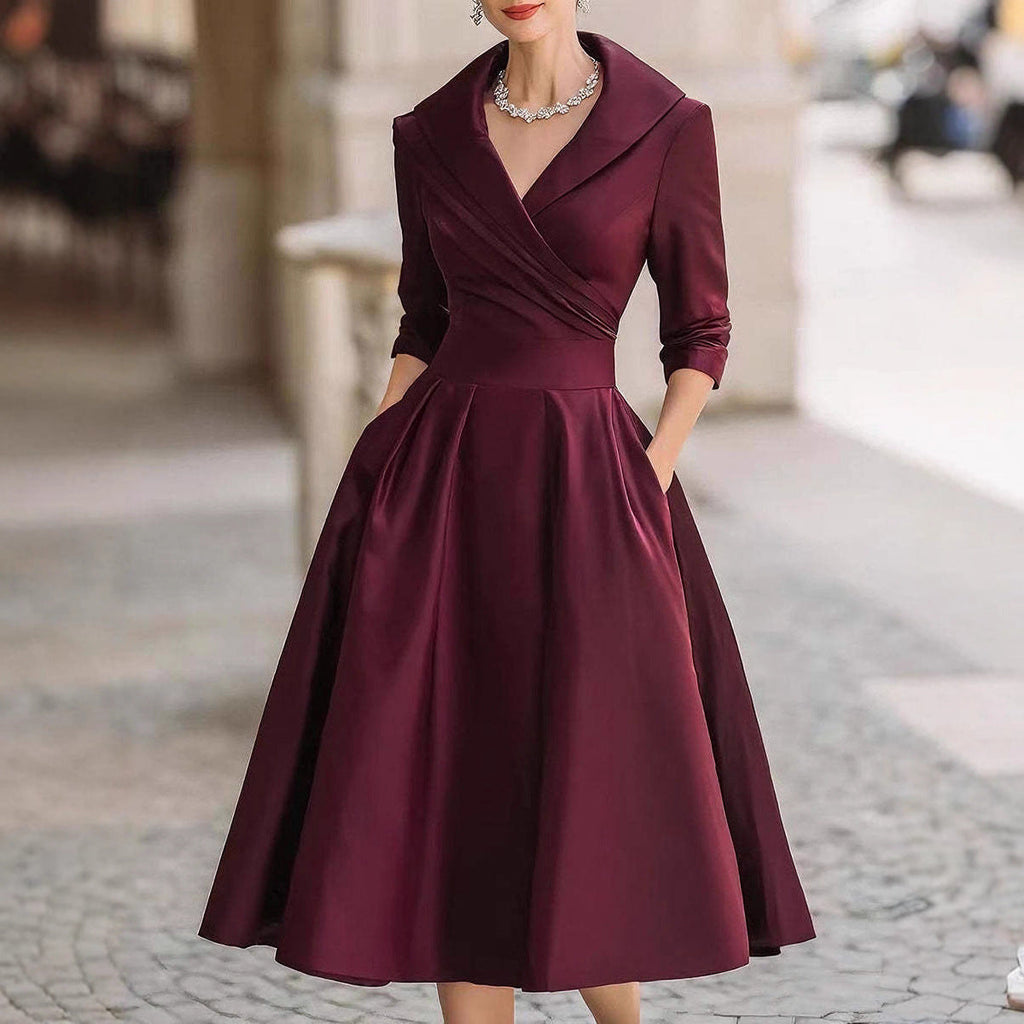 Verena | Womens Long Sleeve Waist Cinching Elegant Maxi Wedding Guest Dresses - 3