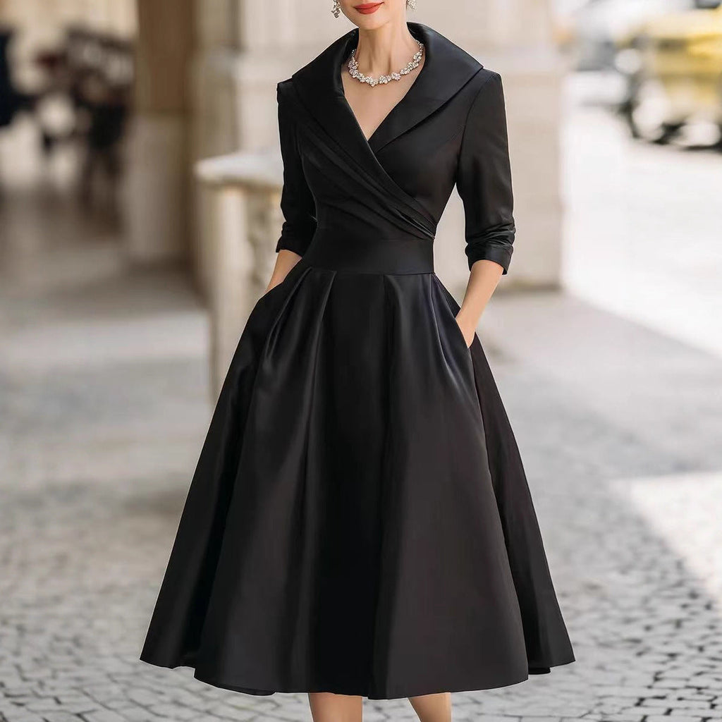 Verena | Womens Long Sleeve Waist Cinching Elegant Maxi Wedding Guest Dresses - 4