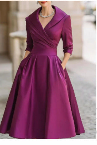 Verena | Womens Long Sleeve Waist Cinching Elegant Maxi Wedding Guest Dresses - 9