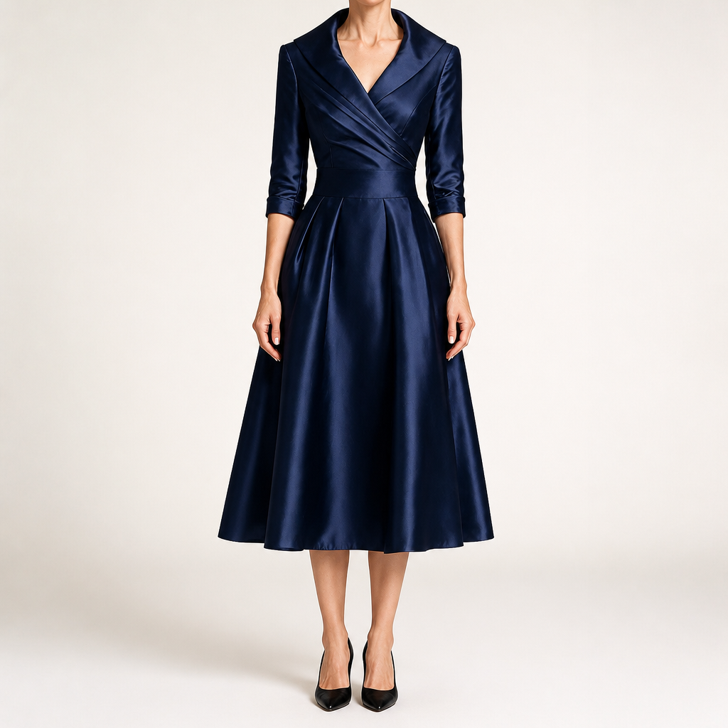 Verena | Womens Wedding Guest Dresses Long Sleeve Maxi Elegant Evening Dress, Dark Blue