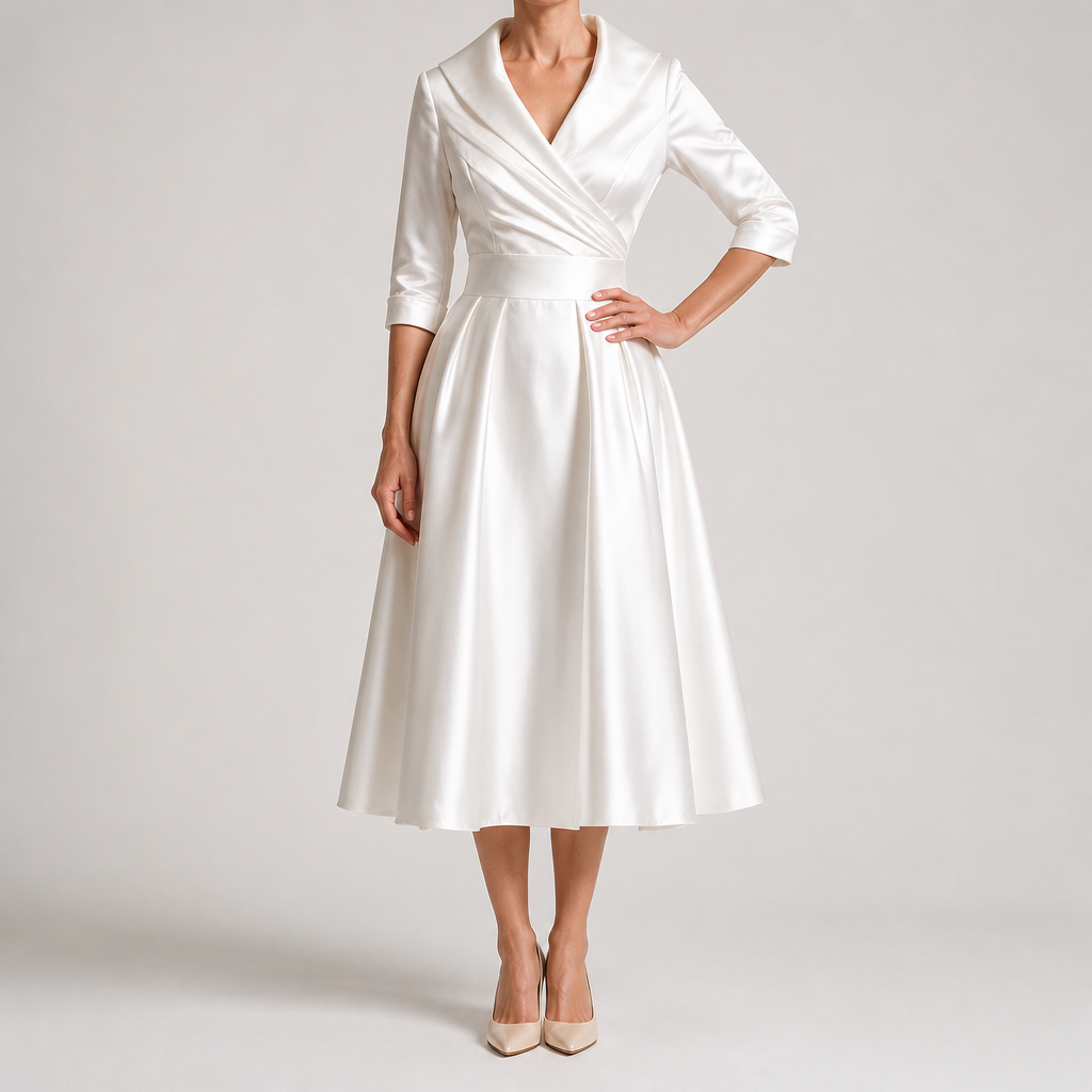 Verena | Womens Wedding Guest Dresses Long Sleeve Maxi Elegant Evening Dress, Pure White