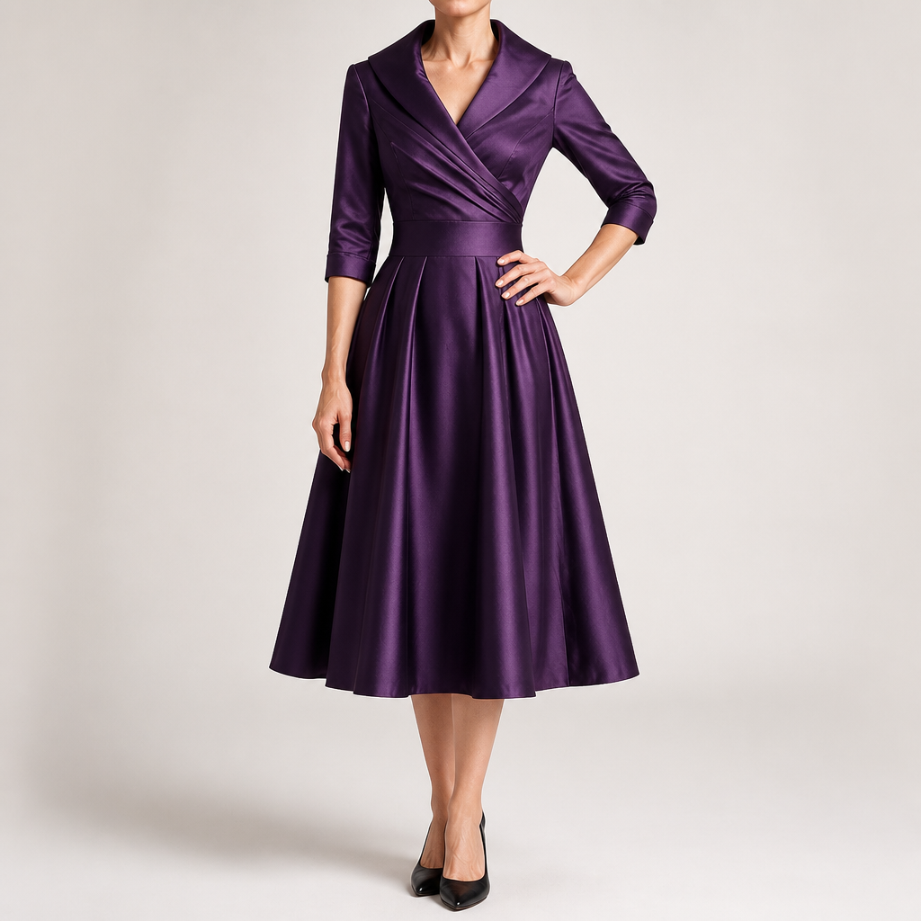 Verena | Womens Wedding Guest Dresses Long Sleeve Maxi Elegant Evening Dress, Purple