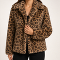 Verity | Womens Leopard Print Faux Fur Sleeveless Gilet Cropped Jacket, Brown