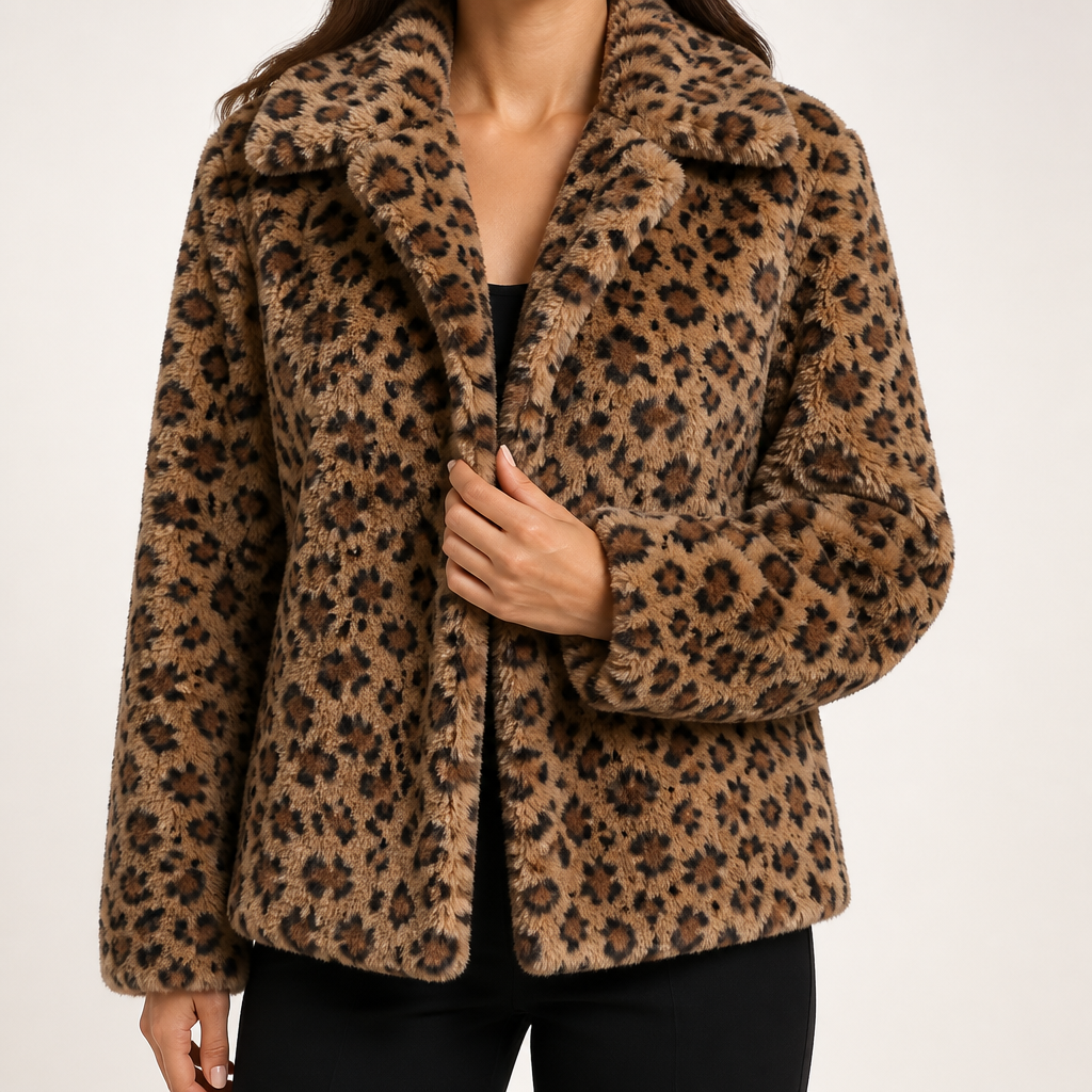 Verity | Womens Leopard Print Faux Fur Sleeveless Gilet Cropped Jacket, Brown