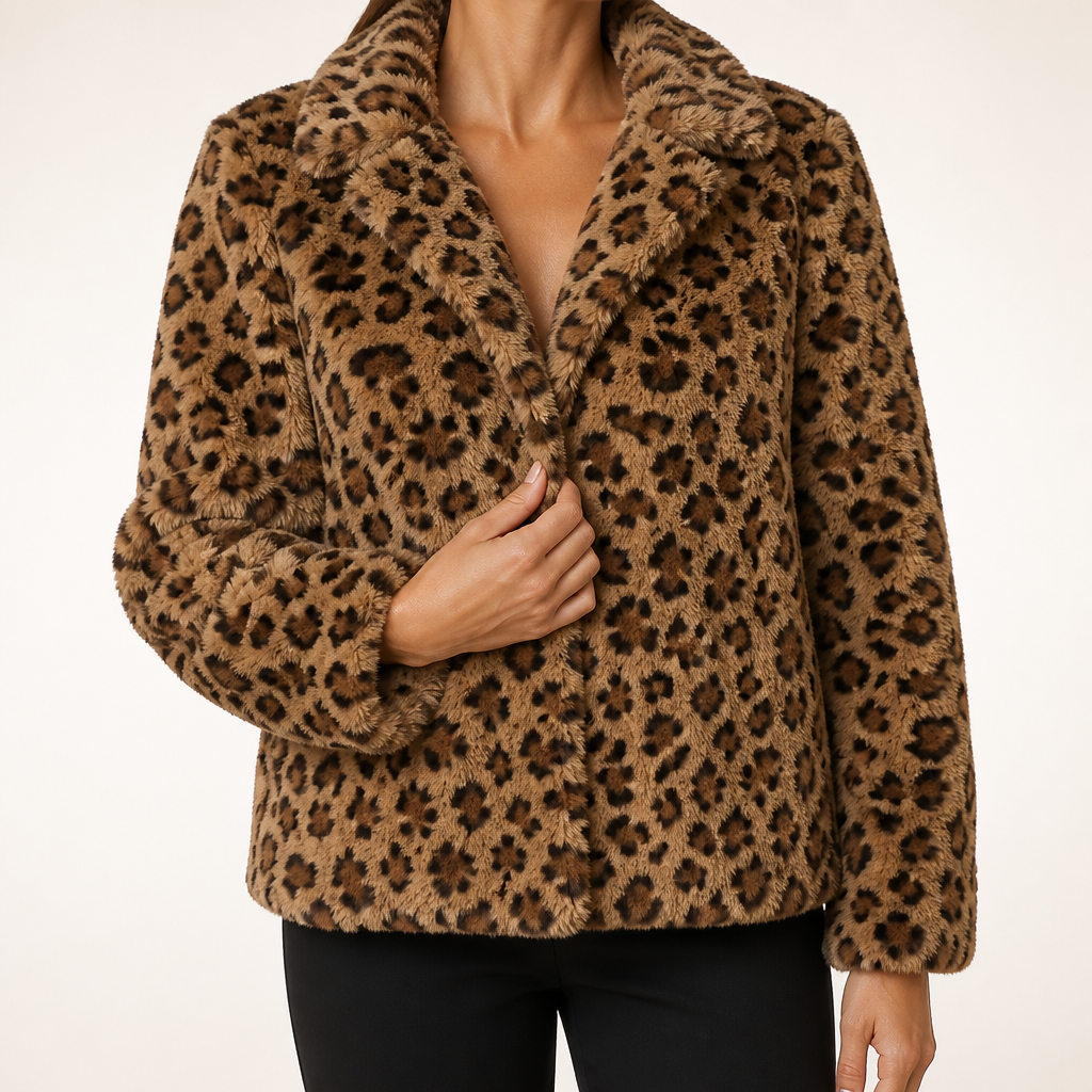 Verity | Womens Leopard Print Faux Fur Sleeveless Gilet Cropped Jacket, Brown Leopard