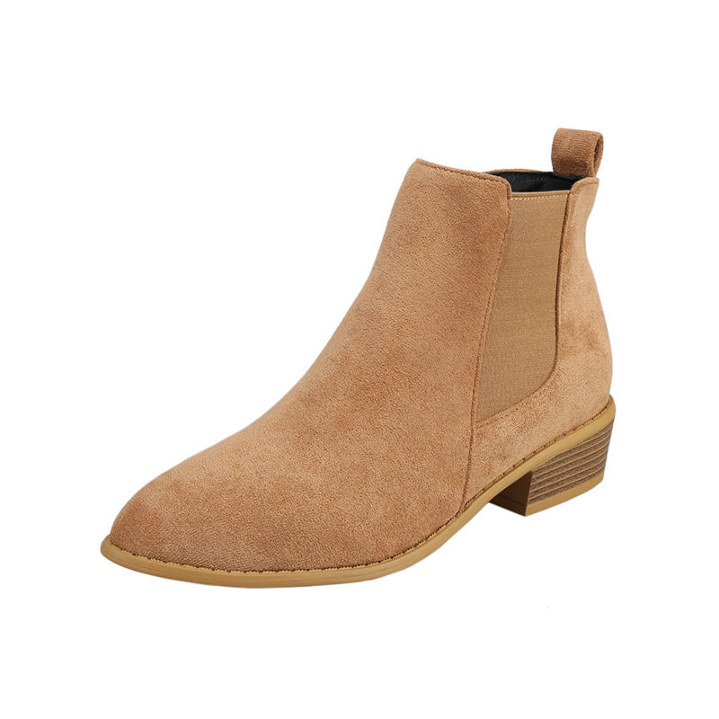 Vesper | Womens Square Heel Side Zip Pointed Ankle Suede Boots - 5