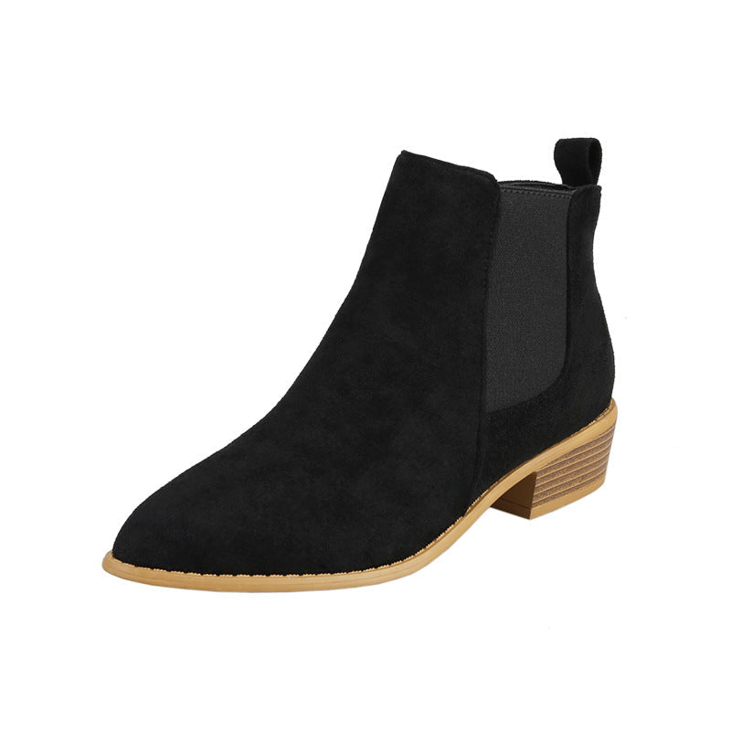 Vesper | Womens Square Heel Side Zip Pointed Ankle Suede Boots - 9